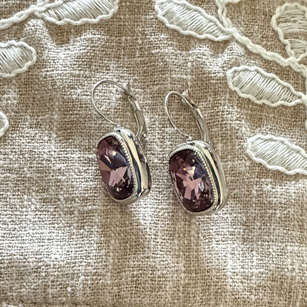 Touchstone Crystal Amethyst-Tone Silver Necklace and Earring Set - Picture 5 of 8